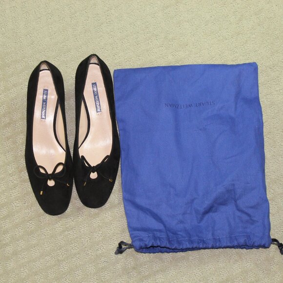 NWOT Stuart Weitzman Women's Size 9W Black Suede 2" Pumps with Dust Bag - Picture 1 of 7